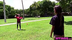 The footballer teens and their best friends have a session with their trainer after workout.