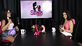 karen gonçalves shows blowjob on toys in sheer red