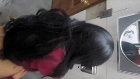 Girlfriend fucks in bathroom toilet