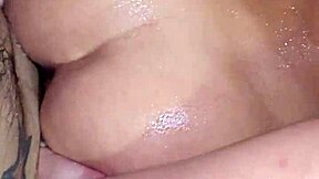 Mom bathes with partner in the shower