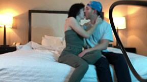 Watch this petite tattooed beauty kiss passionately? She's so young and hot!