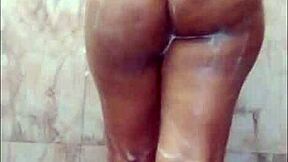 Hot girl fingering in bathroom.