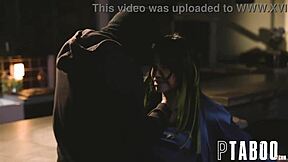 Masked man fucks petite teen hard 😈 Karen's wild night!