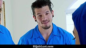 Hijab teen reveals naughty side with big cock blowjob