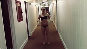 blonde couple fucks roughly in hotel hallway, pregnant now