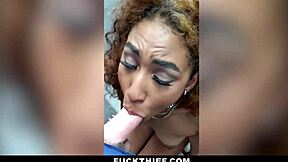 cute chocolate teen caught by mall officer offered choice with big cock