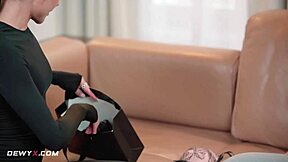 Photo shoot featuring a hot brunette babe in stockings