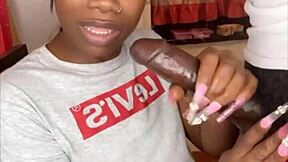 Stepsister sucks 11 inches of hard BBC after verbal tease