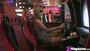 Fringe-Haired Babe Lilly Luck Wears Super Sexy Tight Dress To Play Dirty Outdoor Game!