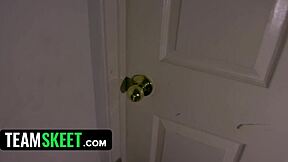 Myra Moans in Creepy Encounter Bent Over. Shaved Pussy Riding with Small Tits.