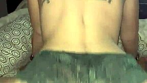 Petite 18+ milf with tattoo riding in bedroom, watching xvideo while getting pussy pounded to orgasm