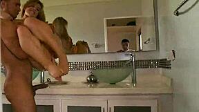 Blonde latina milf interacts with young stud in amateur european setting.