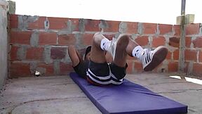 Teen 18+ bent over doggystyle outdoors