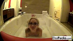 elsa jean explores her hotel room and shares a private solo moment