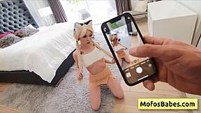 Petite Sexy Asian Blondie Lulu Chu Sucks Scott Nails's Hard Cock On Camera