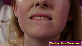 A gorgeous european woman receives a facial from an older man in pov