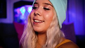 Blonde Cutie Gives Boyfriend Intense Footjob!