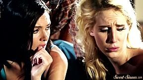 Classy glamcore teen gets flogged and cum on ass in taboo scene