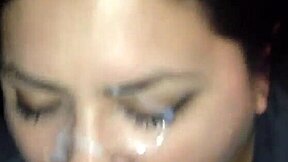 I gave that brunette teen a facial after her blowjob in pov, it was so messy