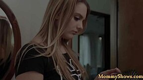 busty stepmom scissoring with wonderful teen