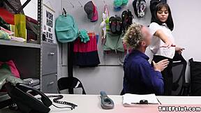 Aria Valencia caught stealing! Offers tight teen pussy now!