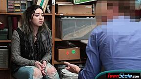 Lp officer seduces curvy teen thief stepdaughter in office