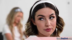 petite stepdaughters in ffm threesome with free use pussy