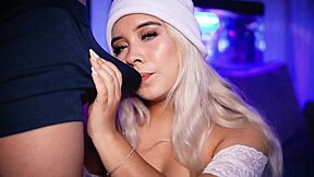 Horny blonde teases boyfriend's cock through boxers on webcam