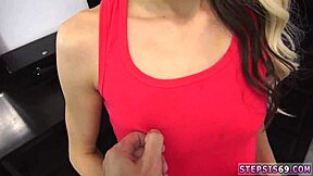 hot teen teases delivery guy with blowjob