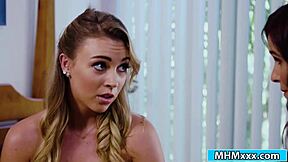 Lesbian teen Zoey engages in activities with her stepmum