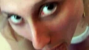 Sadira, the hotwife, gives a blowjob that makes her gag on the big cock