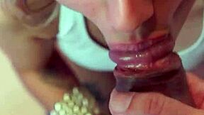 Sadira, the hotwife, gives a blowjob that makes her gag on the big cock