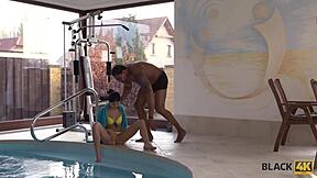 Brunette skips swimming for coach's huge cock