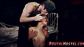 Bound teen couple licks pussy in hardcore BDSM session, high definition.