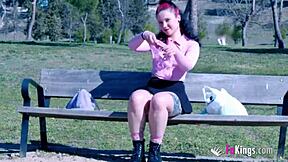 Redhead teen inna black shows tits in public