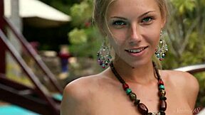 I saw this sexy blue eyed blonde teen naked by the pool