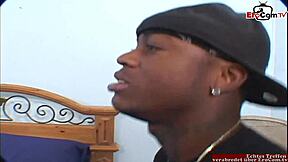 skinny brunette teen in interracial threesome with two big black cocks