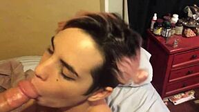 Alt backpage girl in thong and panties sucks cock in POV, ending with facial cumshot