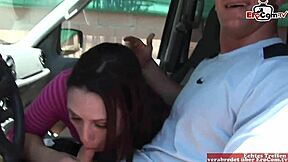 Curvy brunette teen with big natural boobs gets picked up outdoor