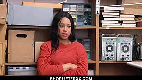 Cute teen caught stealing by mall cop