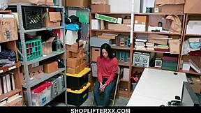 Cute teen caught stealing by mall cop