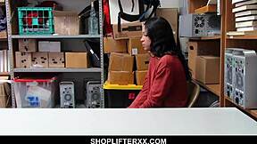 Cute teen caught stealing by mall cop