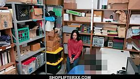 Cute teen caught stealing by mall cop