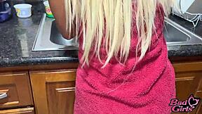 Uncle tricks niece into kitchen sex with big cock penetrating her wet blonde ass.