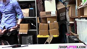 Busty ebony teen caught shoplifting takes a hard pounding from security