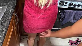 Uncle tricks niece into kitchen sex with big cock penetrating her wet blonde ass.