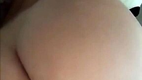 Blonde teen plays with transparent anal dildo close up