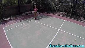 I watch this amateur teen suck my cock outdoors