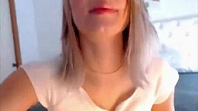 Is this hot blonde milf masturbating her shaved pussy?