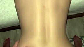 white girl with amazing ass rides reverse cowgirl, gets bareback doggystyle, huge cumshot on ass